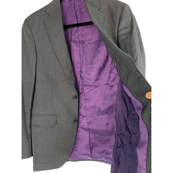 Men’s Ted Baker London blazer suit coat 38R Silver Gray 6316 EUC Jarrow CT - Picture 3 of 8